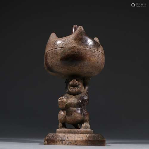 : ancient jade carving bear form tower of boshan ship furnac...