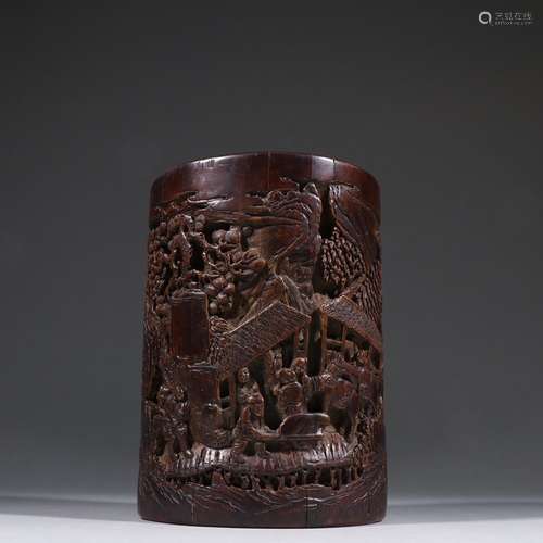 Wu Yankang bamboo "narrative" four pen container.S...