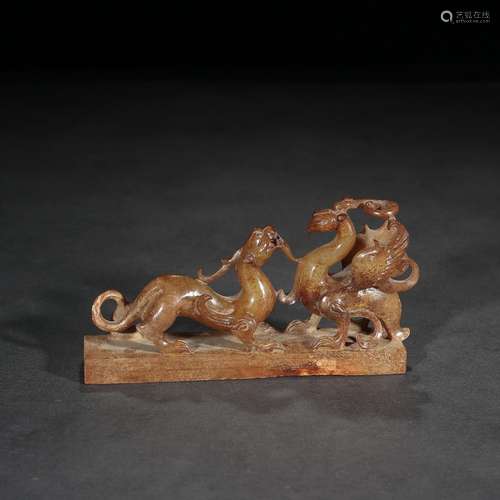 Ancient: hetian jade in extremely good fortune paperweight f...