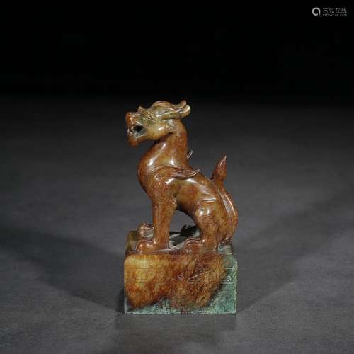 Ancient: hetian jade benevolent square sealSpecification: lo...