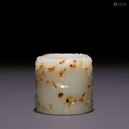 Hetian jade engraved look BanZhi "pomegranate"Spec...