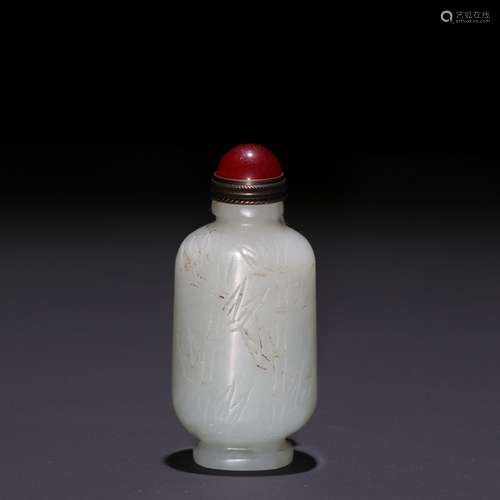 Hetian jade bamboo grain snuff bottlesSpecification: high 5....