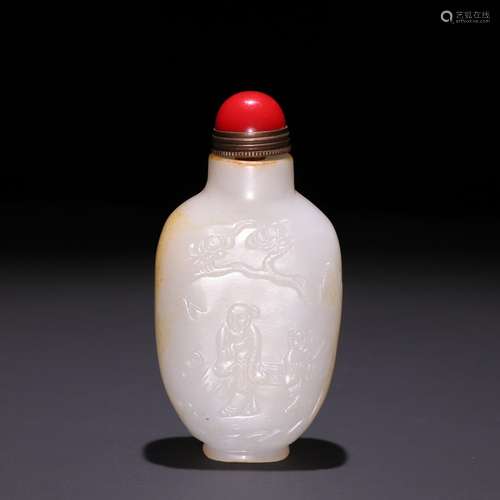 Stories of hetian jade seed makings snuff bottles.Size: 8.4 ...