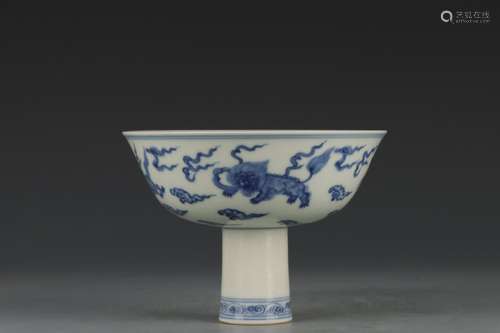 Cloud tall bowl - blue and white unicornHeight 11.5 cm, diam...