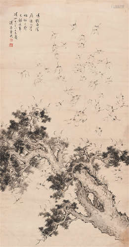 1896～1963 溥儒 松鹤延年 设色纸本 旧裱立轴