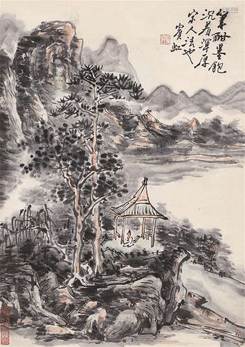 1865～1955 黄宾虹 仿宋人山水 设色纸本 立轴