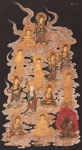 佚名 十三佛像 设色绢本 立轴