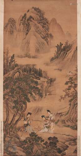 1603～1652 万寿祺 采芝仕女图 设色绢本 旧裱立轴