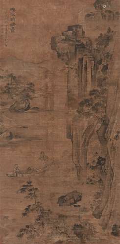 1450～1497 朱成鈠 秋江晚渡图 水墨绢本 立轴