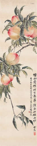 1879～1950后 赵士鸿 寿桃图 设色纸本 立轴