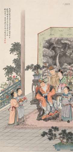 1899～1984 叶曼叔 富贵寿考图 设色纸本 原裱立轴