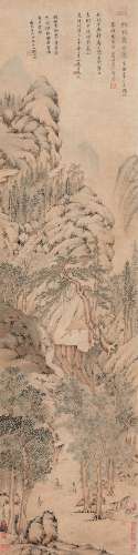 1501～1583 文嘉 秋林高士图 设色纸本 旧裱立轴