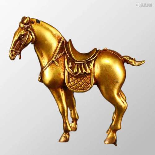 Chinese Gilt Gold Bronze Fortune Horse Statue