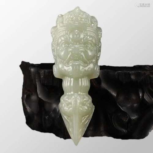 Chinese Hetian Jade Pestle XiangMo Pendant w Certificate