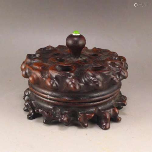 Openwork Vintage Chinese Zitan Wood Small Incense Burner