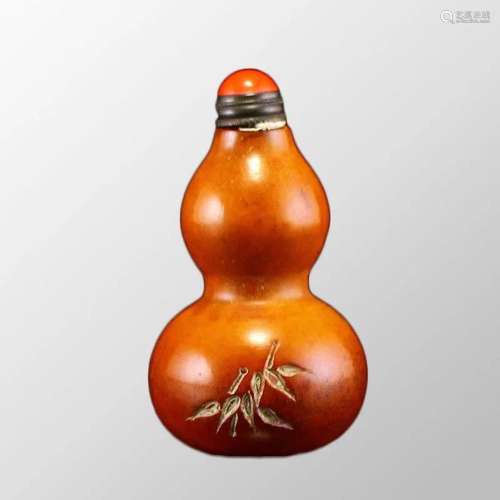 Vintage Deer Horn Gourd Shape Snuff Bottle