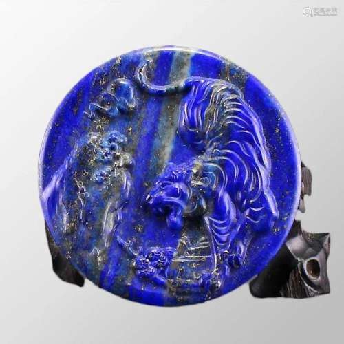 Chinese Natural Lapis Lazuli Tiger Pendant
