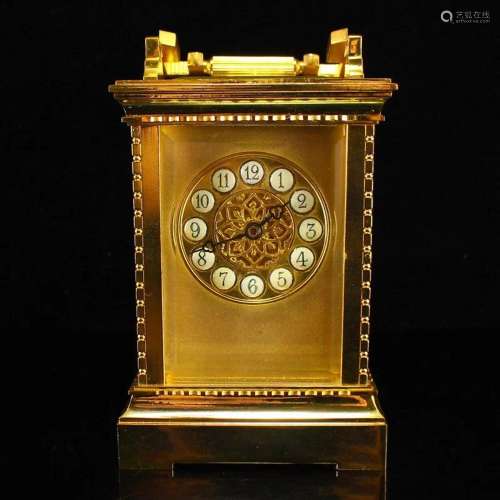 Vintage Gilt Gold Copper Mechanical Clock