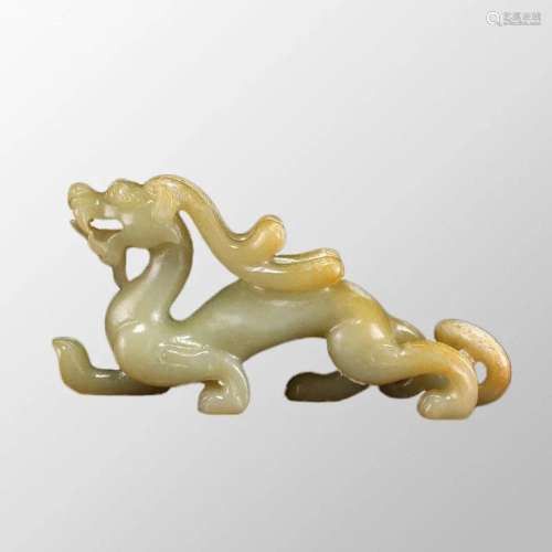 Chinese Hetian Jade Dragon Statue