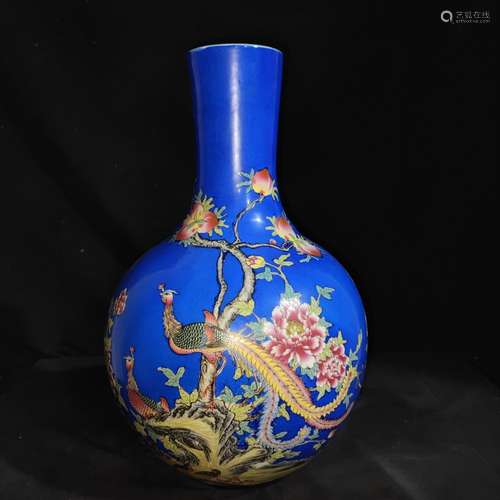 Blue glaze, powder enamel bottle, can only sell