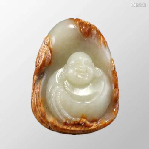 Chinese Hetian Jade Laughing Buddha Pendant