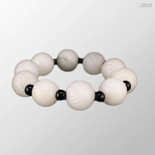 20mm Chinese White Jade Beads Bracelet