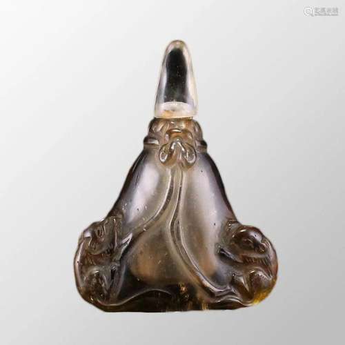 Chinese Qing Dynasty Crystal Fortune Mice & Moneybag Snu...