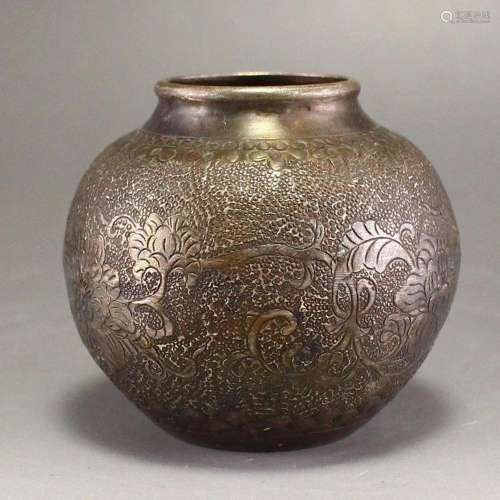 Vintage Chinese Pure Silver Flower Design Pot