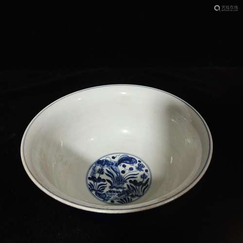 , zheng he treats, ji blue glaze blue lotus bowl of fish pla...