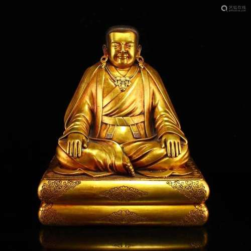 Vintage Gilt Gold Bronze Buddha Statue