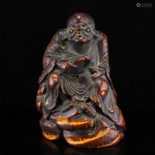Vintage Chinese Bamboo Root Buddhism Arhat Statue