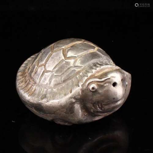 Vintage Chinese Pure Silver Turtle Statue
