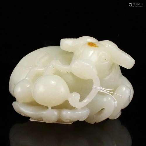 Superb Chinese White Hetian Jade Ruyi Ox Pendant