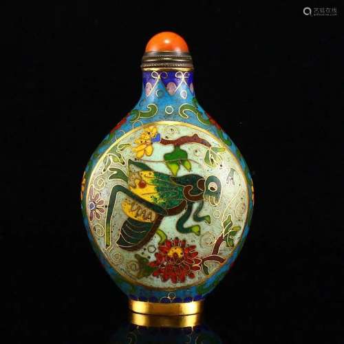 Vintage Chinese Bronze Cloisonne Snuff Bottle