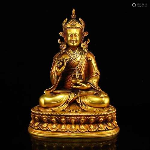 Tibetan Buddhism Gilt Gold Bronze Vajrasattva Statue