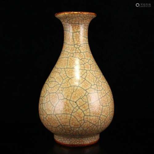 Chinese Inlaying Gold Edge Ge Kiln Porcelain Vase