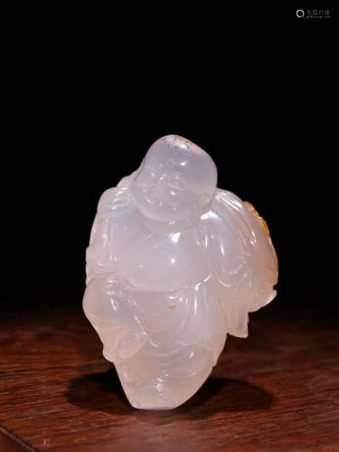 Qiao agate color carvings lad.Specification: high 7.15 cm wi...