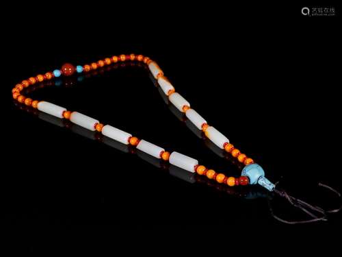 Hetian jade bead necklaceSpecification: 39 cm long bead diam...