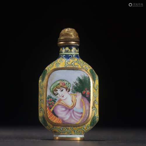 Copper foetus western painting snuff bottleSpecification: hi...