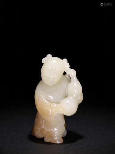 Old hetian jade the lad carvings.Specification: specificatio...