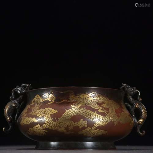 Copper processing gold dragon censer in all the worldSpecifi...