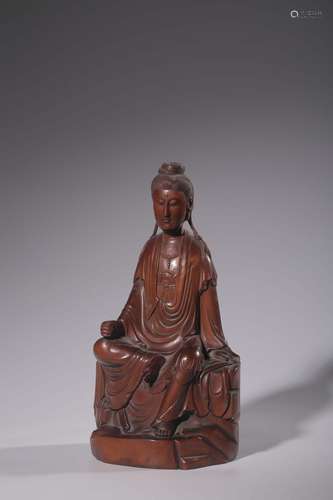 Boxwood carving comfortable guanyin caveSize: 25.5 cm high, ...