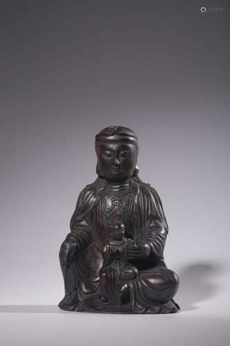 Lobular rosewood carving Zi guanyin caveSize: 20.2 cm high, ...