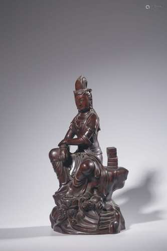 Boxwood carving comfortable guanyin caveSize: 36.5 cm high, ...