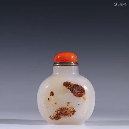 Old agate qiao color yang snuff bottlesSpecification: high 6...