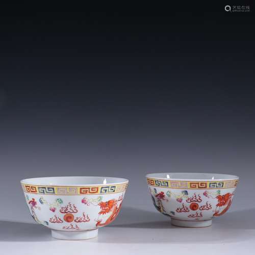 Pastel longfeng grain bowl of a coupleSpecification: 6 cm di...