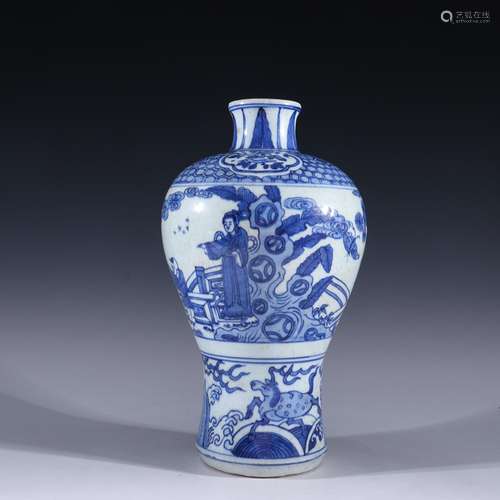 Stories of blue and white plum bottleSpecification: 28 cm di...