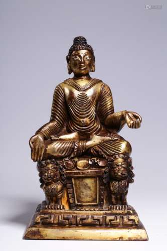 , copper swat style Buddha statue22 cm tall, 13 cm long, 8.5...
