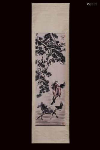 , "xu beihong" double horse vertical shaft155 CM w...
