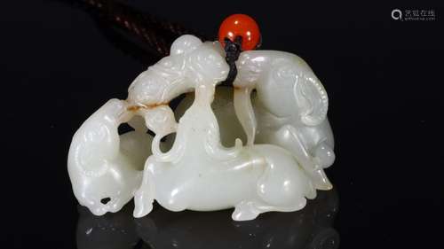 : hetian jade three Yang kaitai, furnishing articlesLong and...